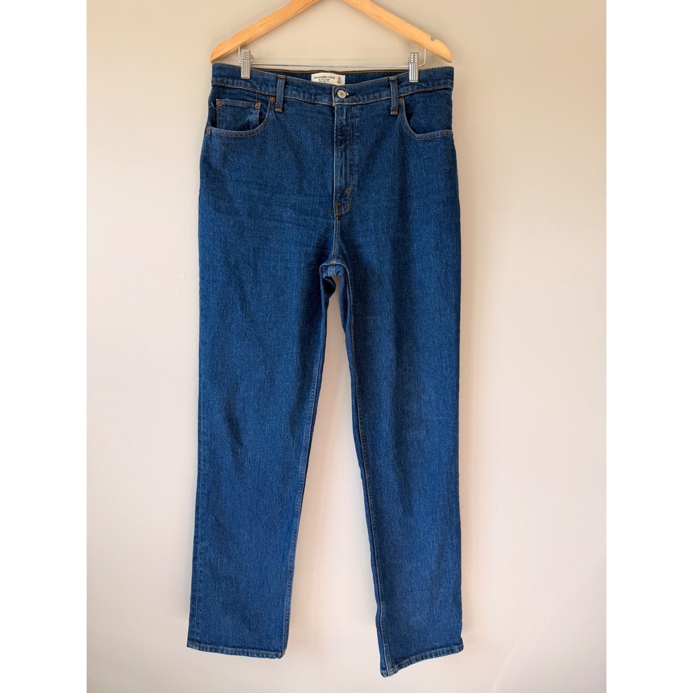 Abercrombie & Fitch The 90s Straight Ultra High Rise Jeans Dark Wash Blue 31 12L